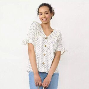Peter-Pan Collar Ruffled Blouse